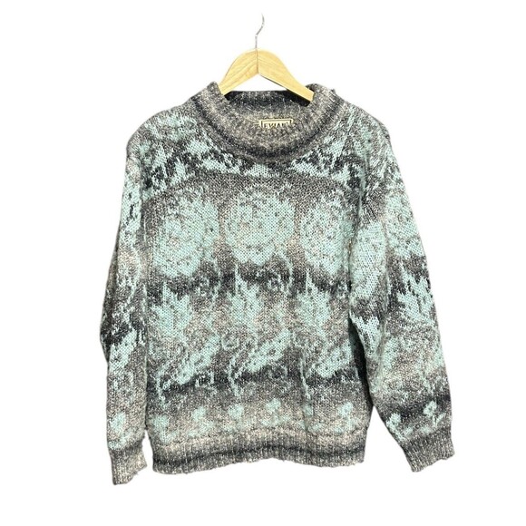 Evian LTD Sweater Vintage Unisex Blue 80s 90s Retro Medium Throwback Grandpa - Picture 2 of 6